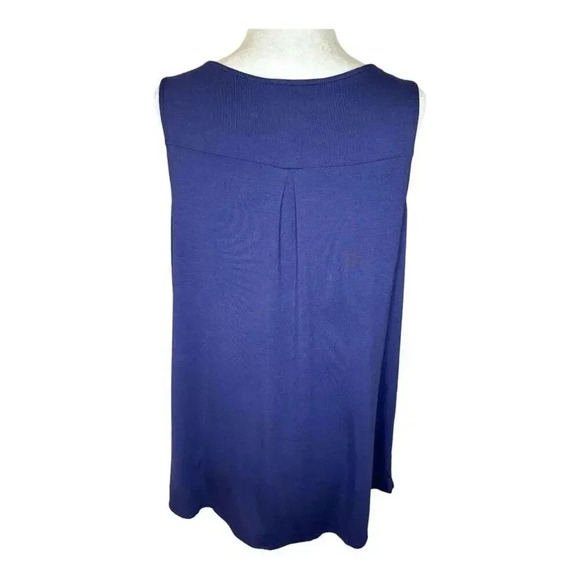 NEW Fortune + Ivy Women's Large Blue Floral Sleeveless Blouse Split Neck NWT - Picture 3 of 9